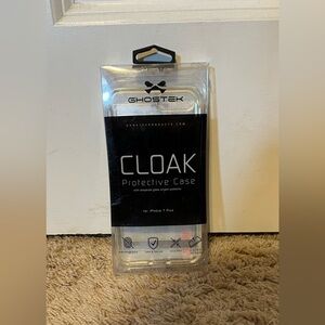 iPhone 7 Plus Case w/ Tempered Glass - Clear w/ Silver